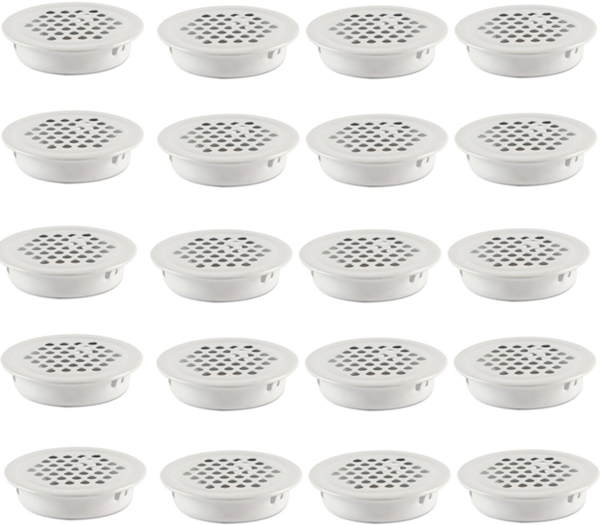 Ventilation grille - 20 pieces - 35mm - Round air grilles - Stainless steel - Ventilation holes - For bathroom, home office, kitchen - White - Image 1