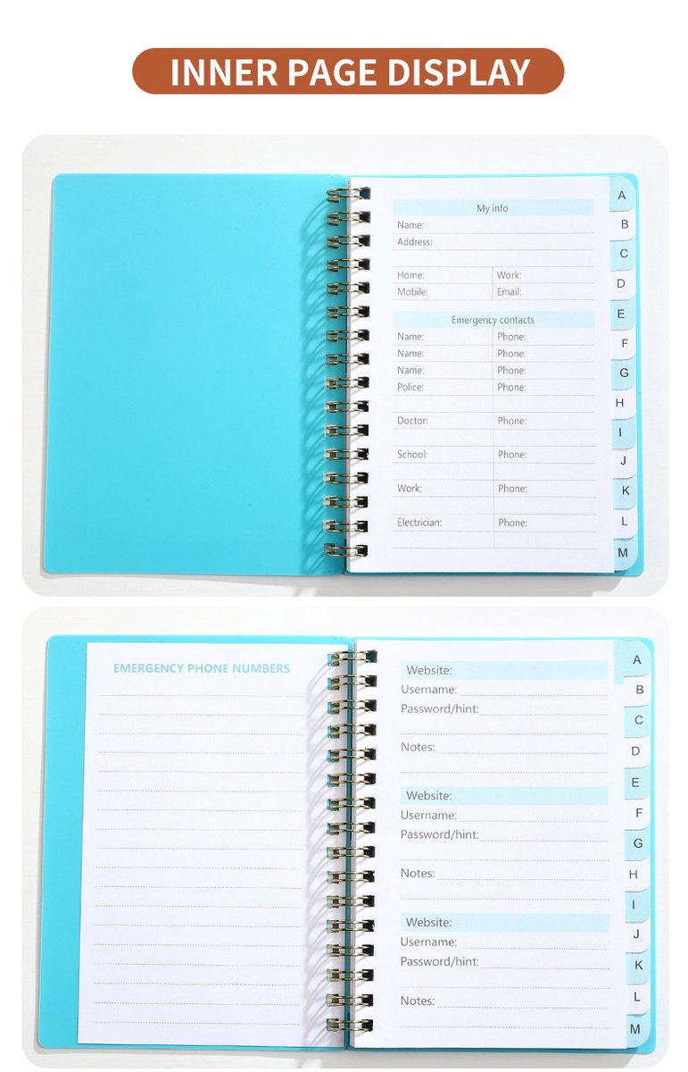 Password Book - Password Booklet - Password Booklet with Alphabet - Password Organizer - Password Notebook - A6 - Blue - Image 2