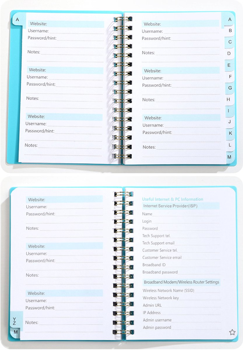 Password Book - Password Booklet - Password Booklet with Alphabet - Password Organizer - Password Notebook - A6 - Blue - Image 4