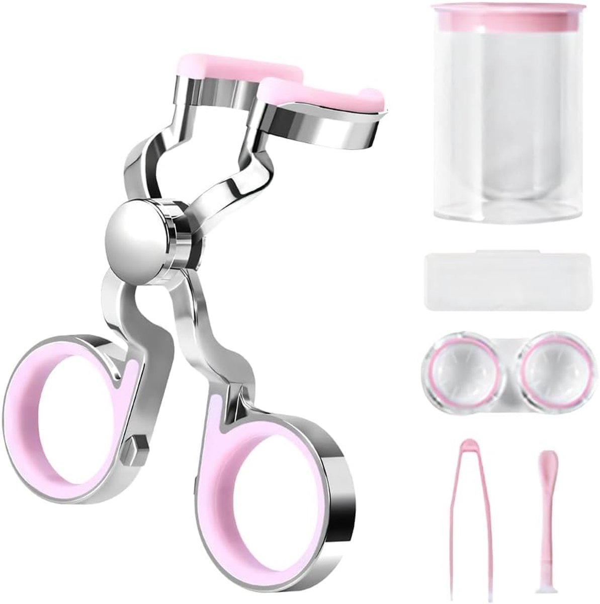 Contact Lens Wearing Aids - Eyelid Wear Aid - Contact Lens Inserter Remover - Contact Lens Eyelid Stretcher - Contact Lens Lens Aid - Lens Suction Cup - Contact Lens Holder - Silicone Soft - Pink - Image 1