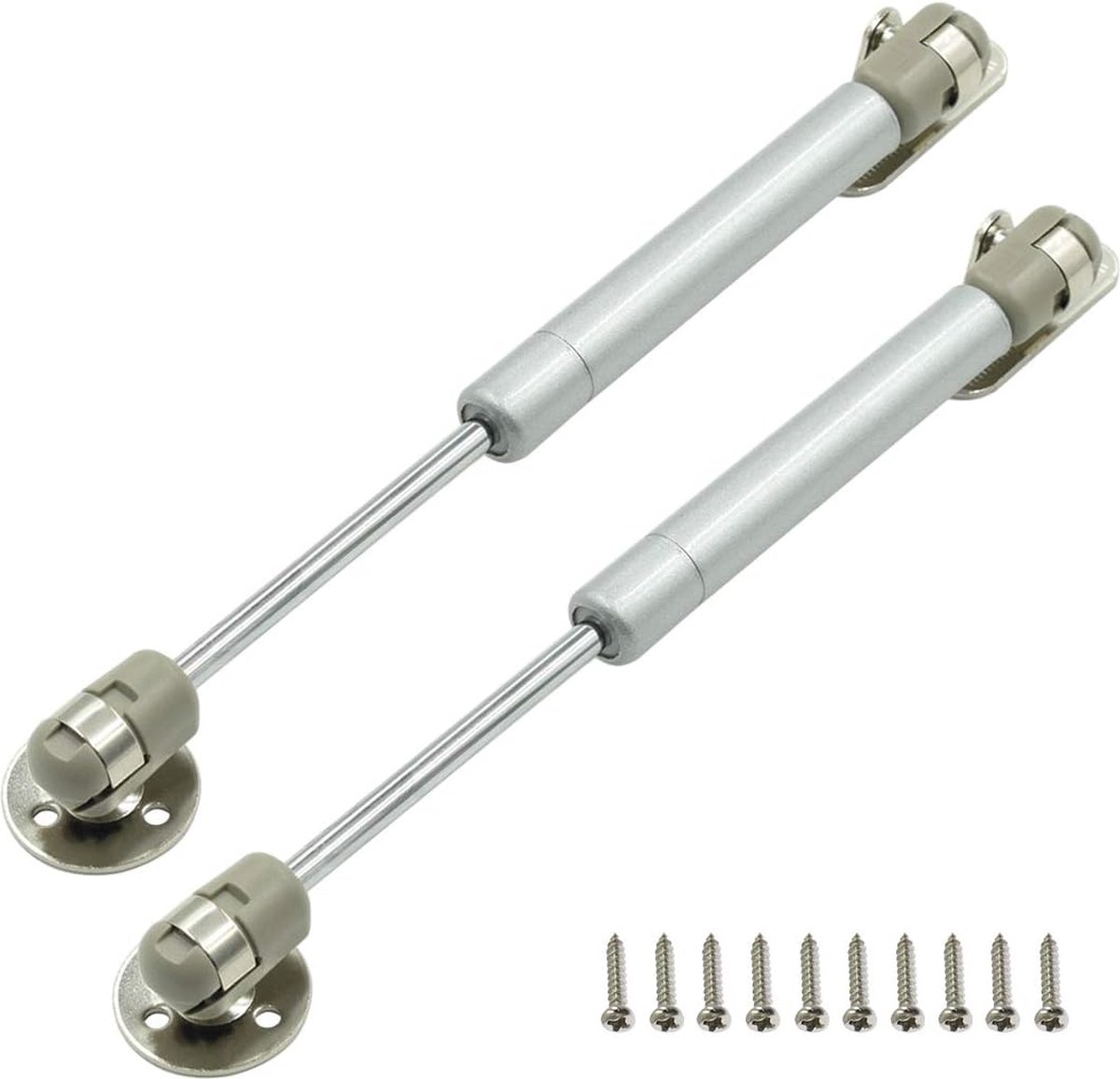 2 pieces - Gas spring for flap - Softclose Door fitting - 100N - steel - Telescopic cabinet door gas spring - Hydraulic support - Door lift damper for cabinet door or flap - Furniture mounting parts - Image 1