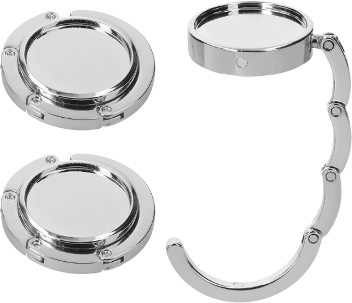 3 pieces - Bag hook - Hook for bags and backpacks - Bag hanger - Bag hooks - Bag hooks - Bag hook - Bag hook table - Bag hanger on the table - Silver - Foldable - Zinc alloy - 9.3 * 4.9 cm - for handbag, school bag, headphones, etc. - Image 1