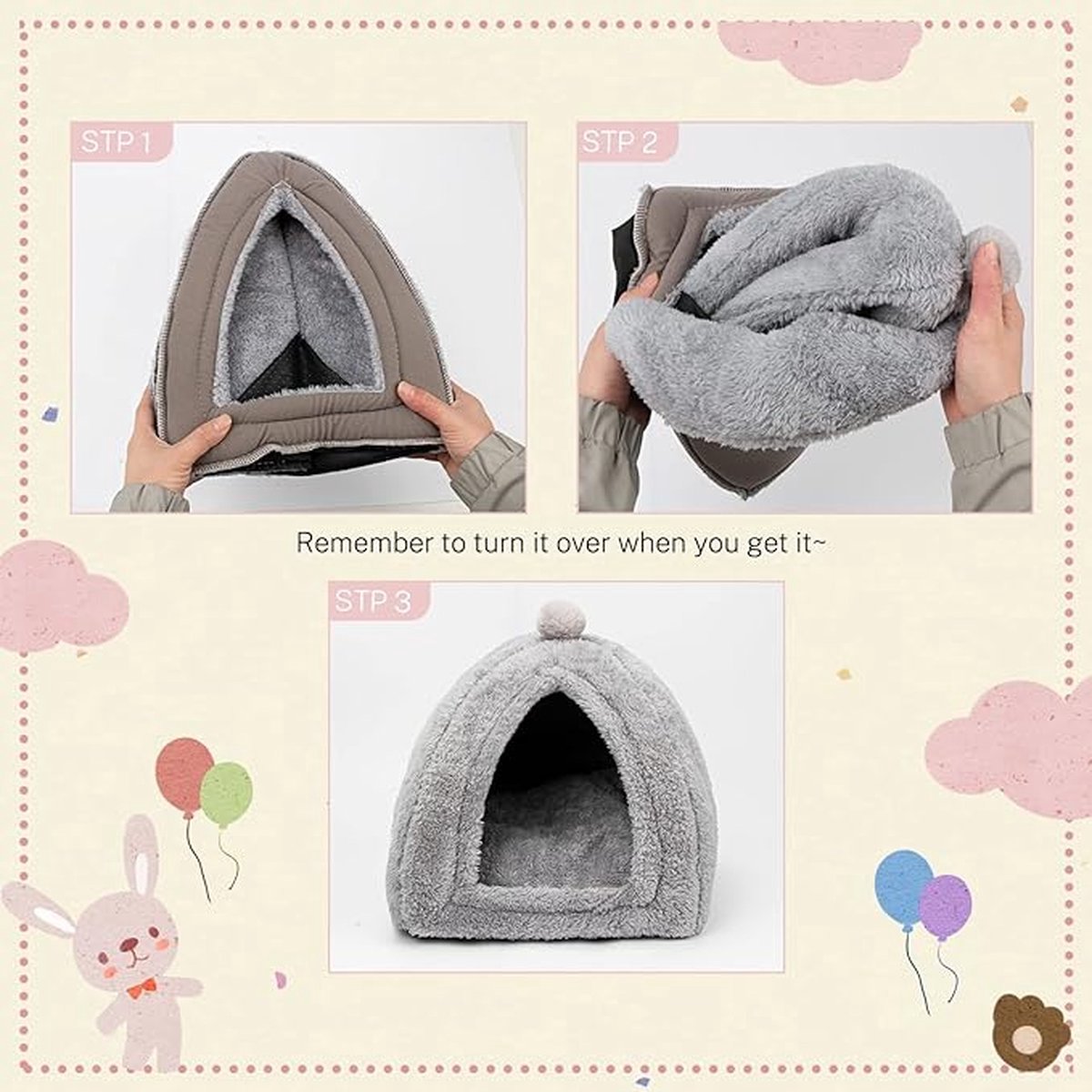 Rabbit hutch - Gray - 1 piece - 34*34*36cm - For rabbit guinea pig ferret - Rabbit hutches - For indoor use - Rodent cage - Rodent house - Image 5