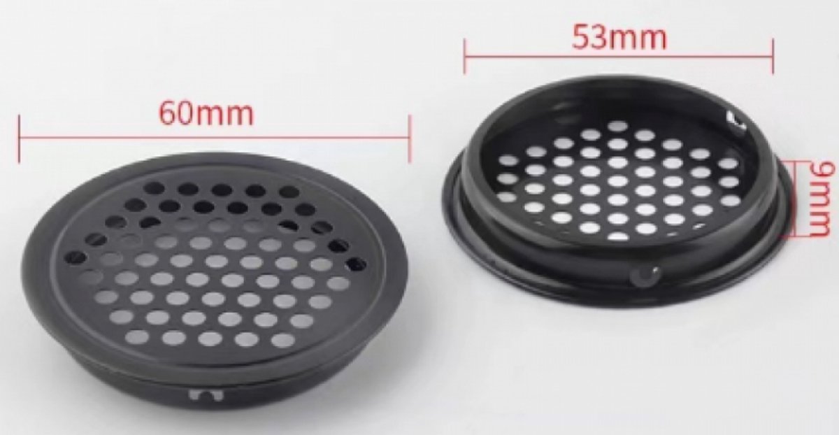 pieces - air grilles - ventilation grille cover - ventilation grille - ventilation holes - 53mm - black - round - stainless steel - for kitchen, bathroom, wardrobe, cupboard - Image 5