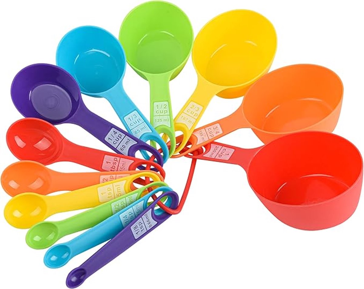 12-Piece Measuring Spoon Set - Measuring Spoons - Colorful - Measuring Cups - PP - Measuring Scoops & Cups - Kitchen Baking Utensils Coffee Spoon - Plastic Measuring Spoons and Cups - 20*9.5*8.5cm - Image 1