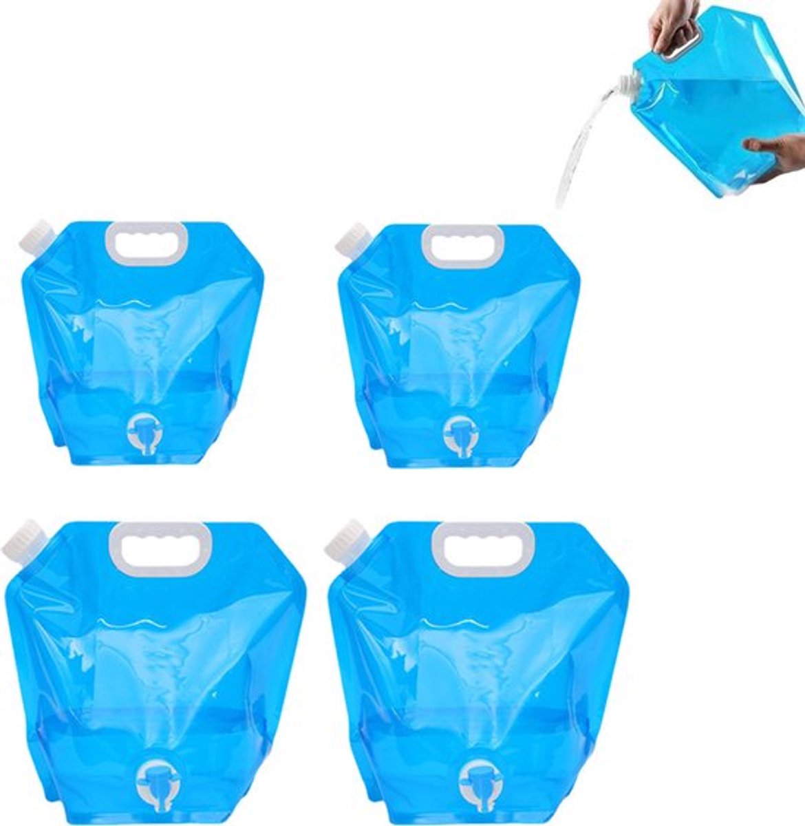Collapsible Water Jerrycan - 4-Piece Water Reservoir Set - 5 and 10 Liter Flexible Water Jerrycan with Closed Lid and Faucet Switch - Emergency Water Reservoir - Outdoor Life - Emergency Kit - Home Emergency Kit - Portable Emergency Drinking Water Bag - Image 7