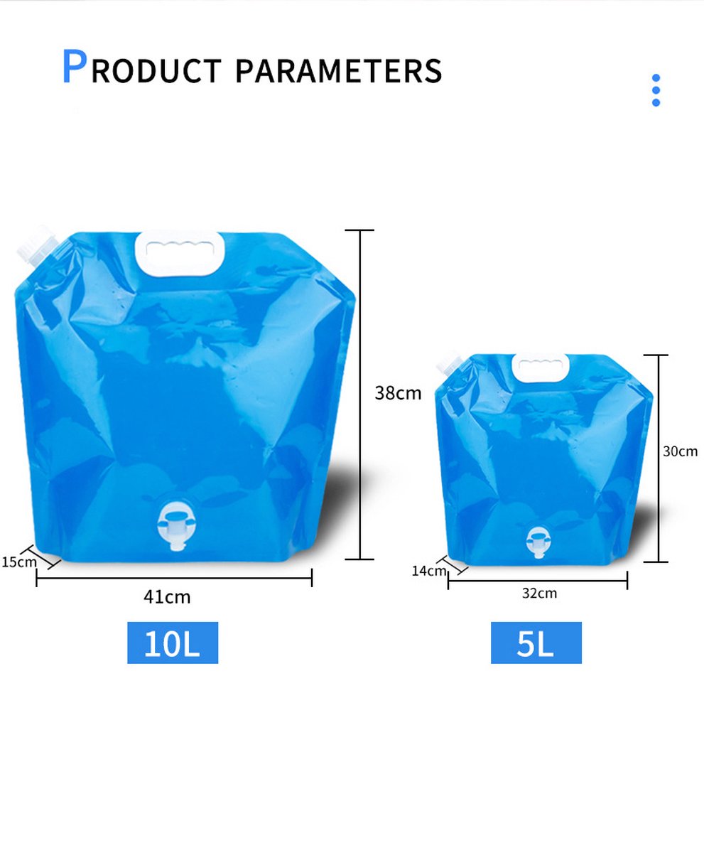 Collapsible Water Jerrycan - 4-Piece Water Reservoir Set - 5 and 10 Liter Flexible Water Jerrycan with Closed Lid and Faucet Switch - Emergency Water Reservoir - Outdoor Life - Emergency Kit - Home Emergency Kit - Portable Emergency Drinking Water Bag - Image 8