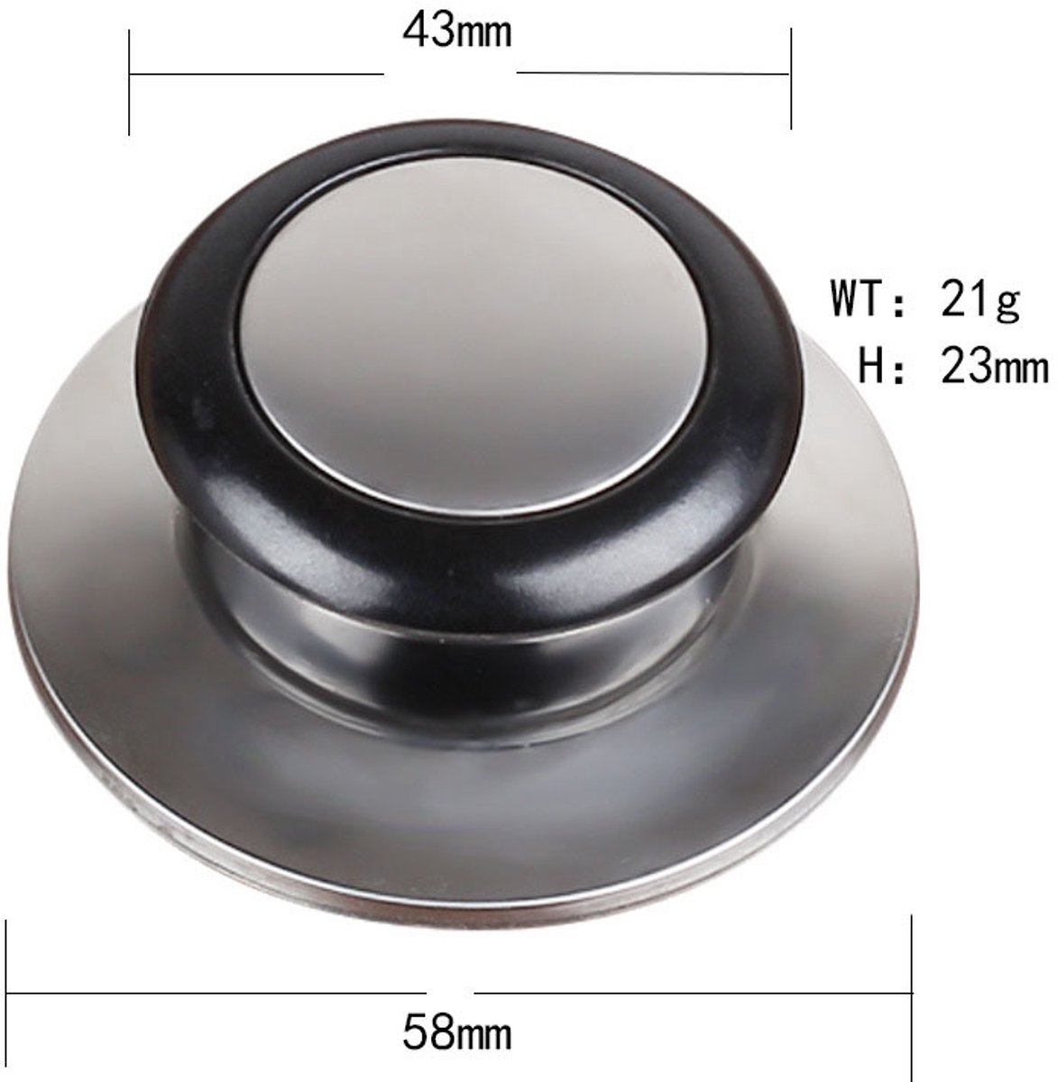 Pot Lid Knob - 5 Pieces - Lid Knob - 5-12mm Universal - Lid Handle - Kitchen Cookware Knob - For Replacing Pot Lids - 5.8*2.3cm - Silver and Black - Image 6