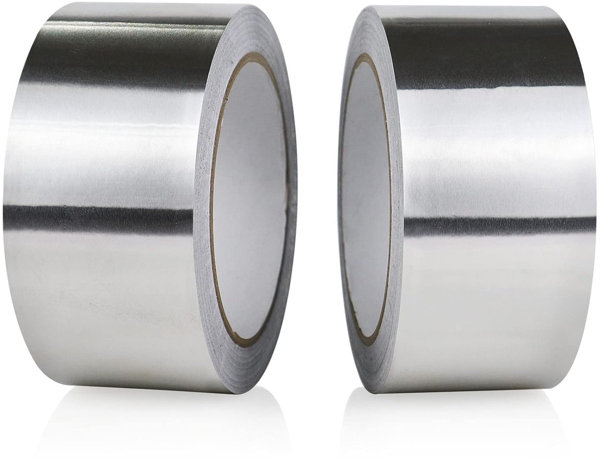 2 pcs - Aluminum adhesive tape - Aluminum foil tape - sealing tape - aluminum foil - insulation tape - Aluminum tape - heat resistant - waterproof - 5cm x 5m - for kitchen, bathroom, electrician, metal surface - Image 1