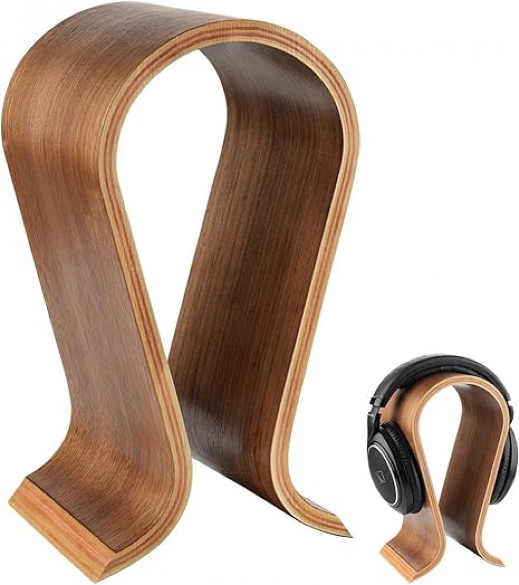 Headset Stand - Headphone Stand - Headphone Holder - Headphone Hook - Headphone Hanger - Wooden - 255*100*155MM - Wood Color - Image 1