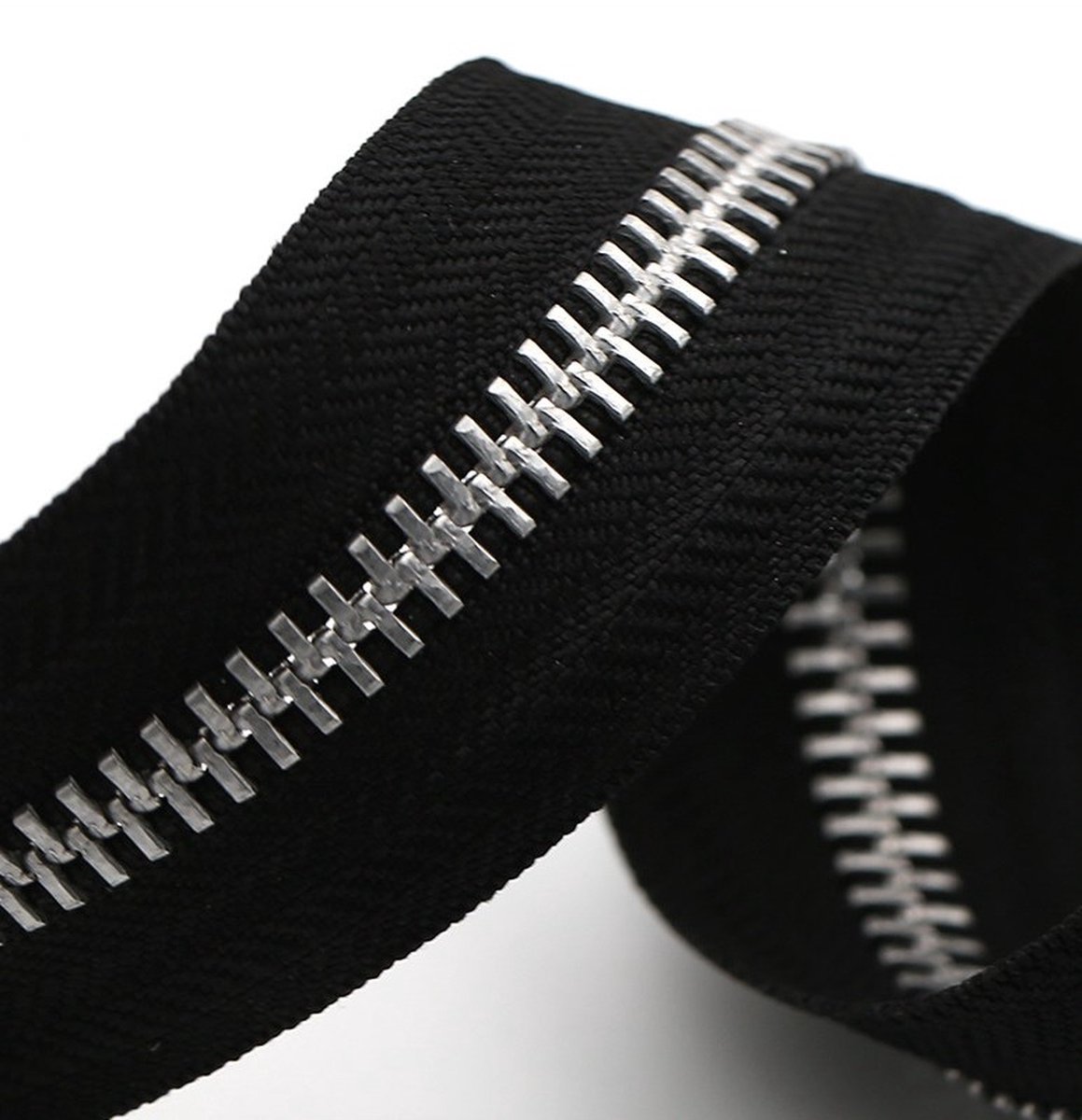 Zipper - Pack of 2 - Two-way zipper - Double slider - Divisible - Silver teeth - Black, silver - No. 5 70 cm - For jackets and coats - Image 2