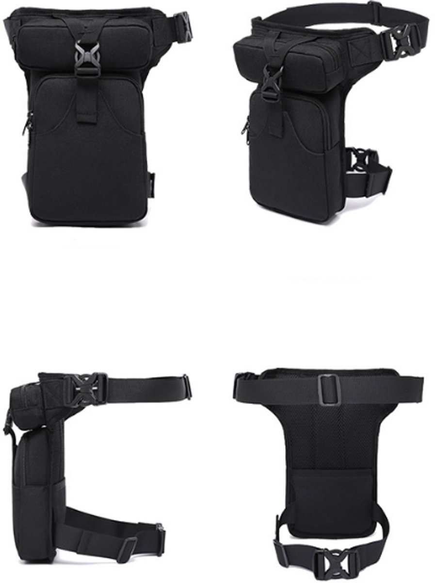 Waist Bag - Leg Bag - Motorcycle Waist Bag - Motorcycle Bag - Tactical Leg Bag - Tool Bag - Unisex - Black - Large Capacity - 16*5*29 cm - 4 Compartments - Polyester - Image 2