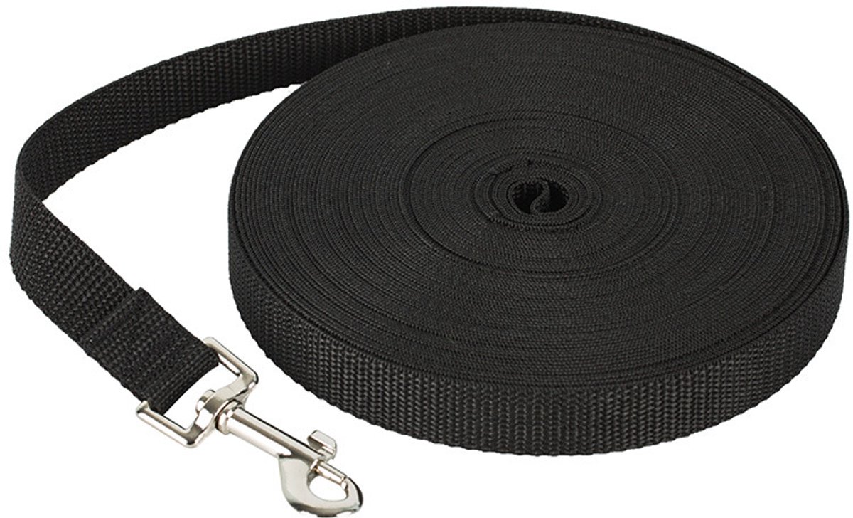 Dog Leash - 20 Meter - Training Leash - Tow Leash - Tracking Leash - Types of Dog Leashes - 2cm - Black - for Training, Walking and Recall - for Puppies, Small and Medium Dogs - Polypropylene - Image 1
