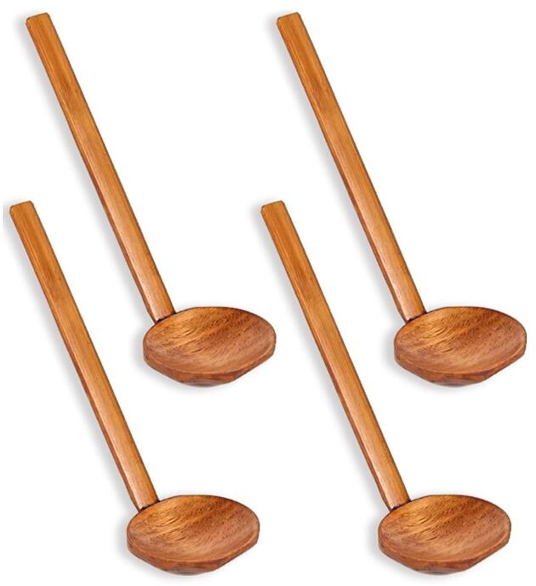 Soup Spoon - 4 Pieces - Stirring Spoon - Wood - With Long Handle - Ladle - Cooking Spoon - Serving Spoon - Bouillon Spoons - Kitchen Accessories - Cooking Utensils - For Soups, Ramen and Hotpot - Suitable for Restaurants and Homes - 22×7cm - Brown - Image 1