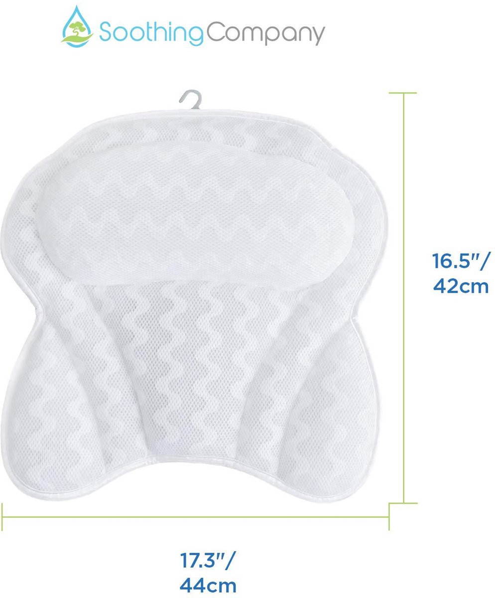 Bath Pillow - Spa Bath Pillow - Neck Pillow - Bath Pillow for the Bath - Headrest - Spa Pillow - White - with Anti-Slip Suction Cups - 42x44cm - for the Bath and Jacuzzi - Bath Accessories - Image 7