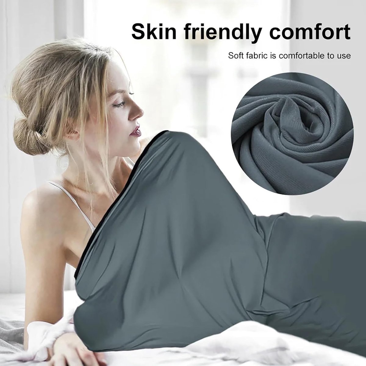 Sleeping Bag - Summer Sleeping Bag - Sleeping Bag - Thin Sleeping Bag - Travel Sheet - Inner Sleeping Bag - Lightweight - 1 Person - for Travel, Hotels & Hostels, Camping - Gray - 80*200cm - Polyester - Image 3