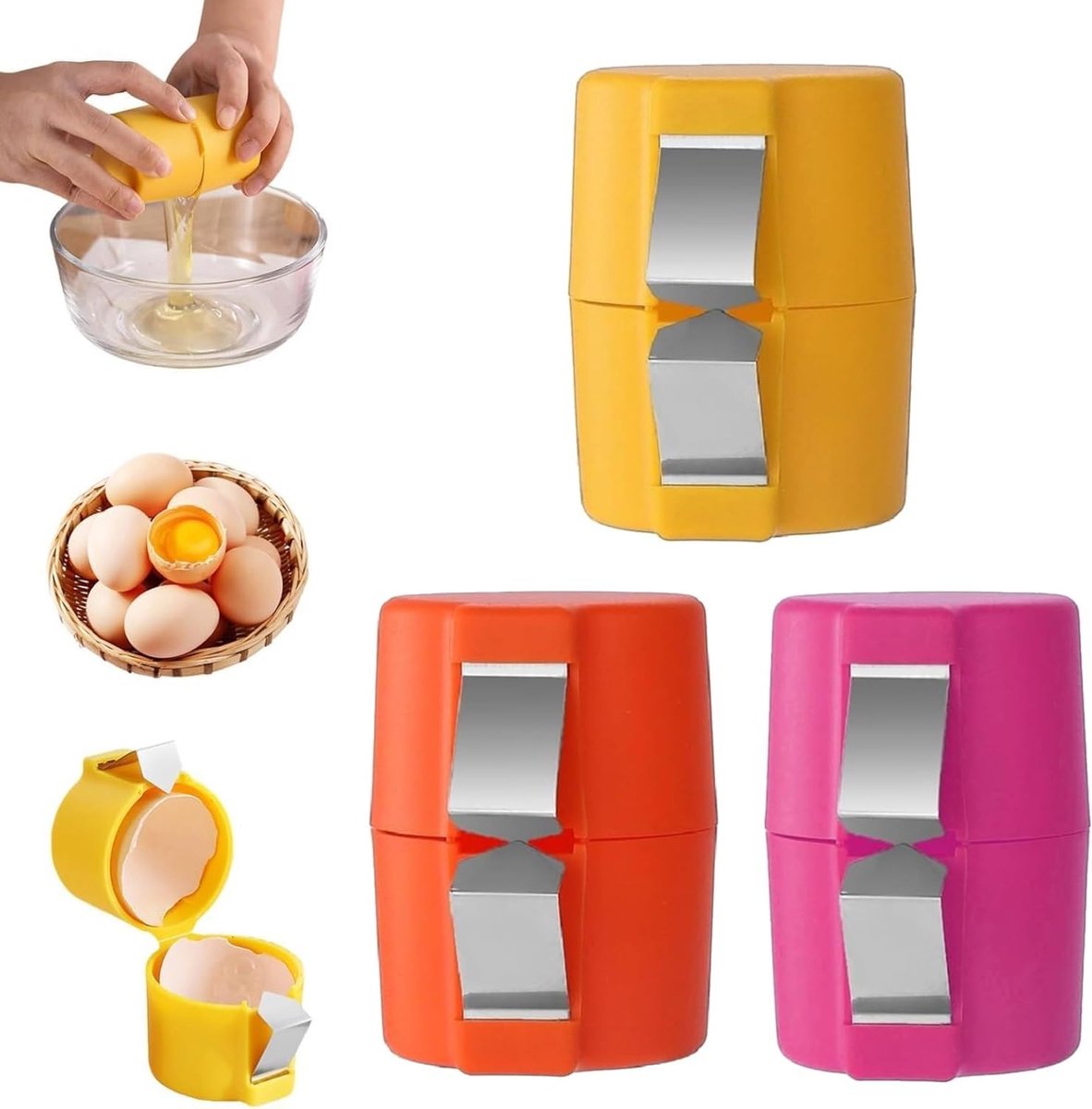 Eggshell Cutter - 3 Pieces - Egg Slicers - Eggshell Opener for Hard-Boiled Eggs, Egg Cracker Tool for Raw Eggs, for Soft-Boiled Eggs, Stainless Steel Egg Slicer, Eggshell Slicer for Home Kitchen Use - Image 1