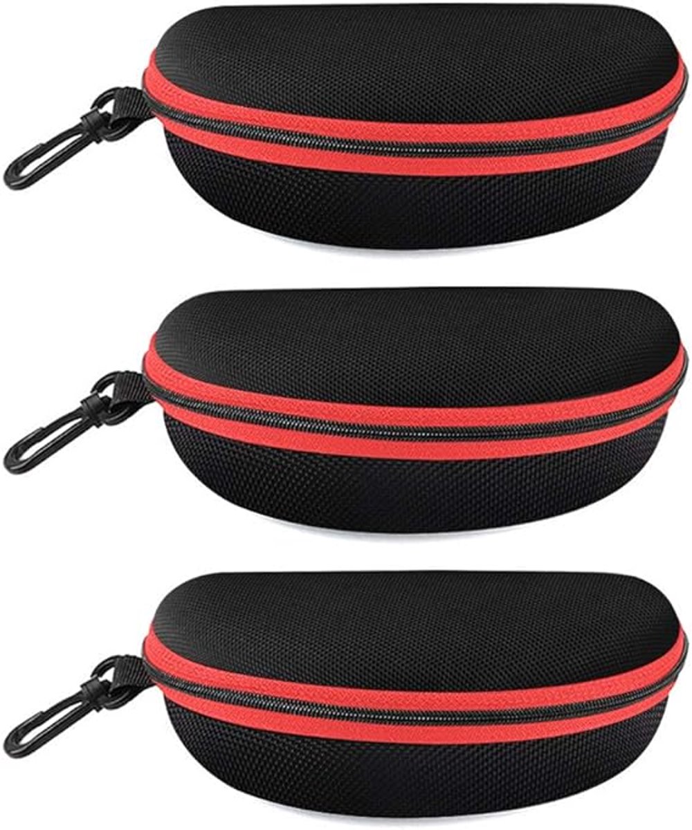pieces - glasses case - glasses case - sunglasses accessories - Hard glasses case - sunglasses case - for women men - black/red - with plastic carabiner - Zipper - 17x8x6cm - EVA - wearable protection - Image 1