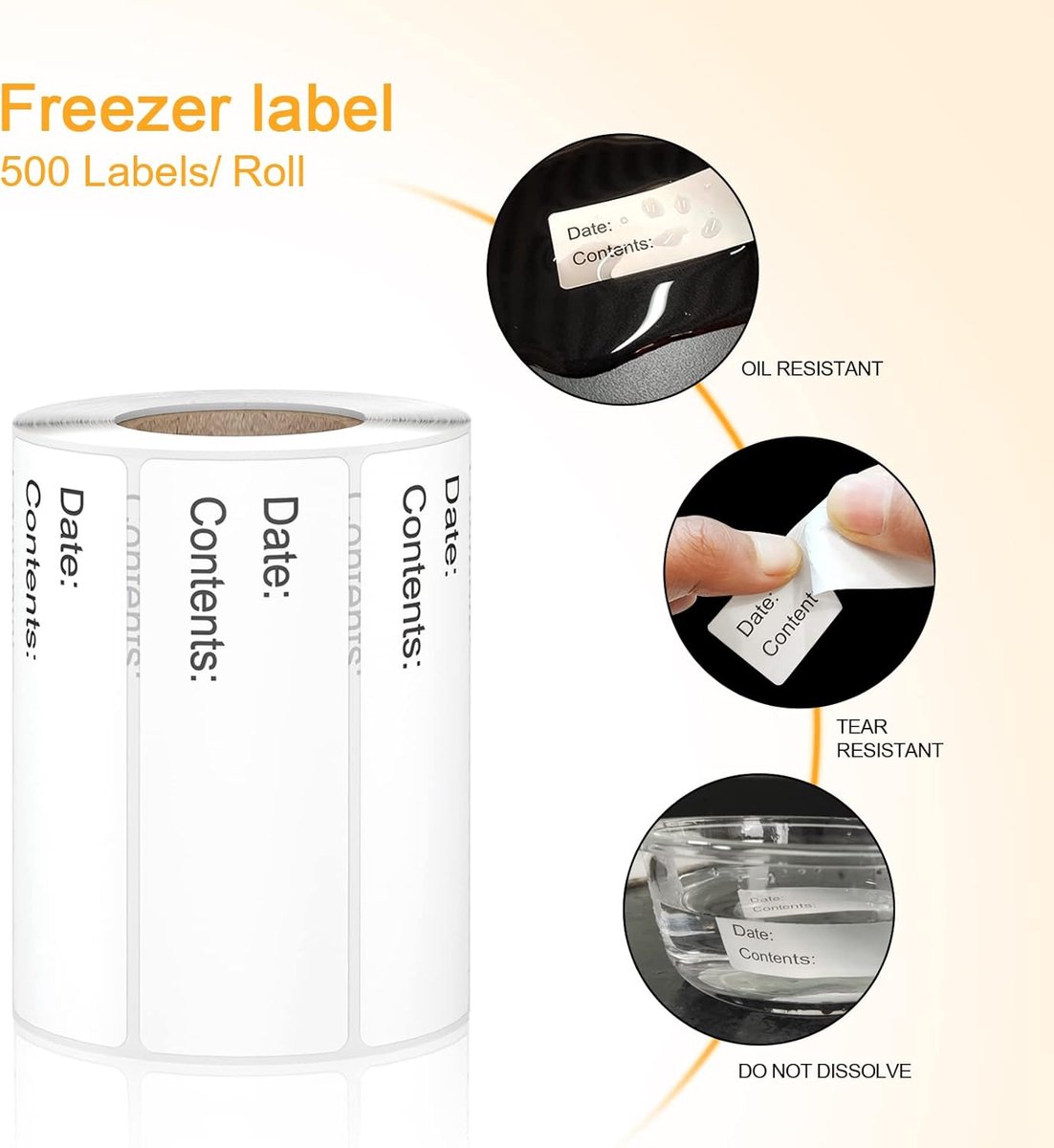 500 Pieces - Freezer Labels - Freezer Stickers - Food Labels - Best Before Labels - Labels - 2.5*5cm - Writable - For Containers, Boxes, Bags - Image 3