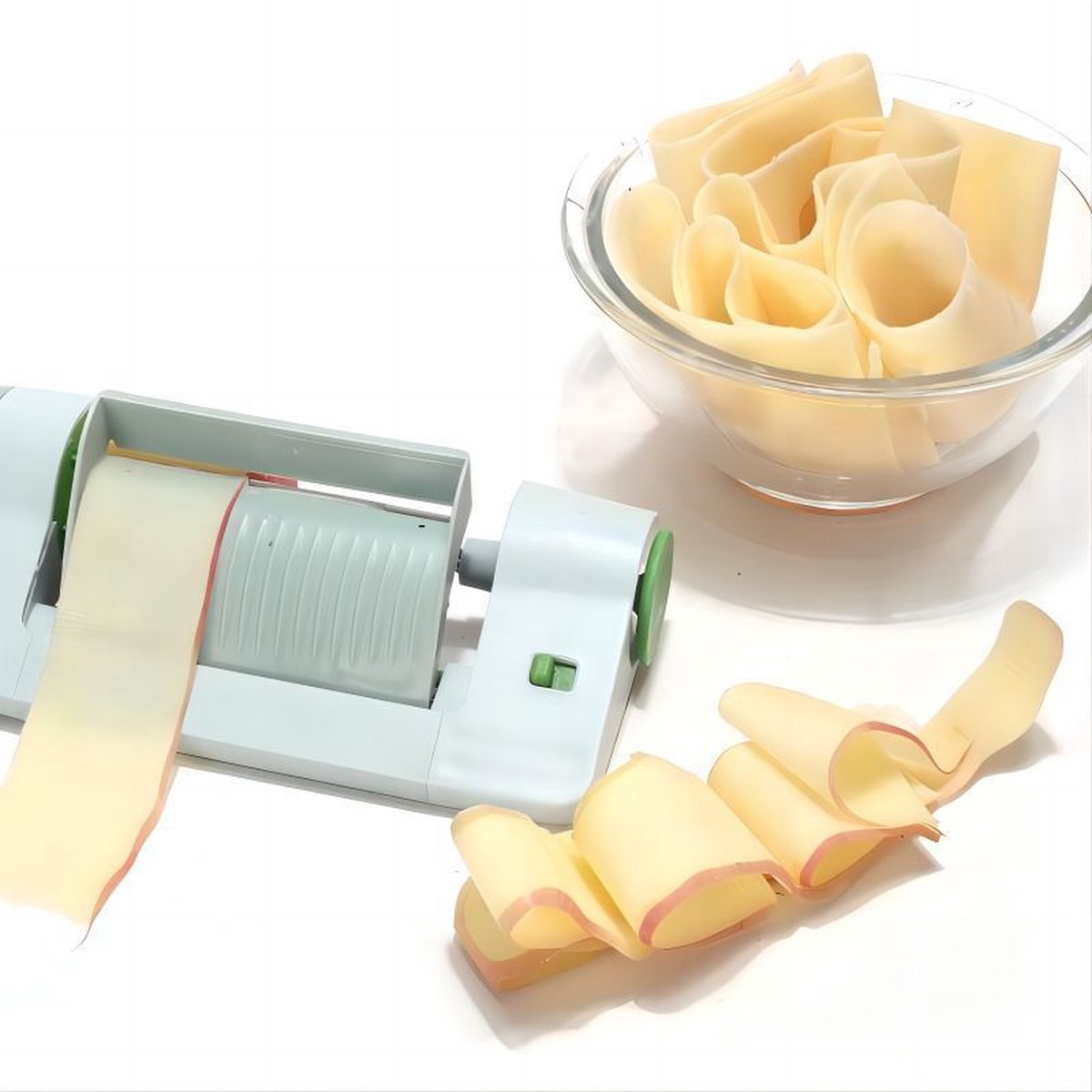 Vegetable Slicer - Spiral Slicer - Kitchen Slicer - Plastic - 22.5*10.5*5.5cm - Light Gray, Green - Image 1