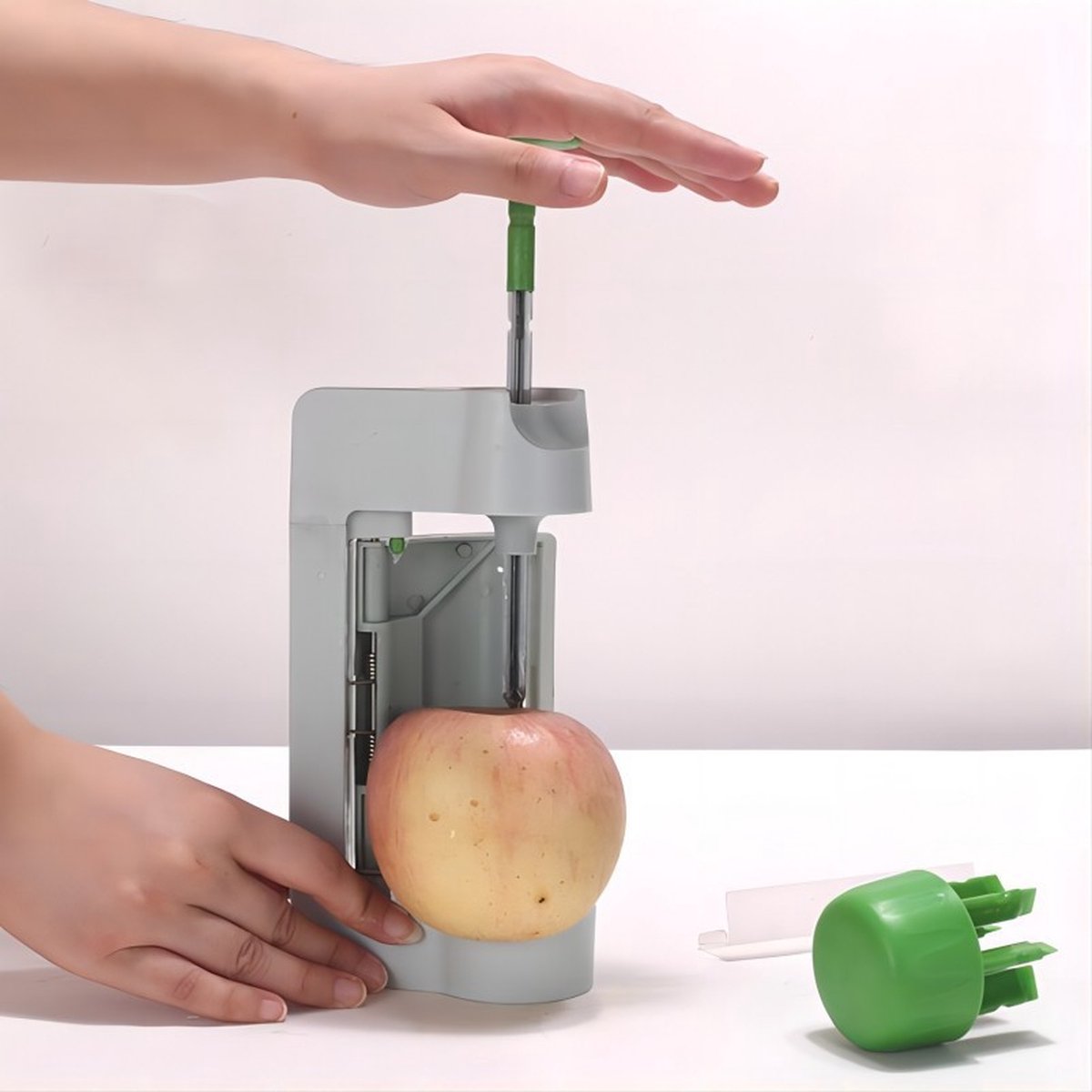 Vegetable Slicer - Spiral Slicer - Kitchen Slicer - Plastic - 22.5*10.5*5.5cm - Light Gray, Green - Image 3
