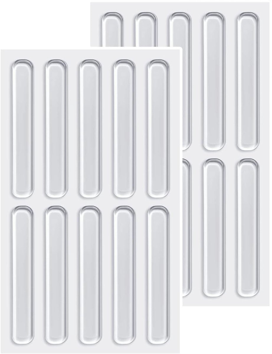 Silicone Bumper Caps - Pack of 20 - Self-Adhesive Buffers - Door Stoppers - Door Buffer - Transparent Bumper Caps - Shock Absorbers - Wall Protection - For Furniture, Doors, Drawers & Glass Tables - 63*10*2 mm - Image 1