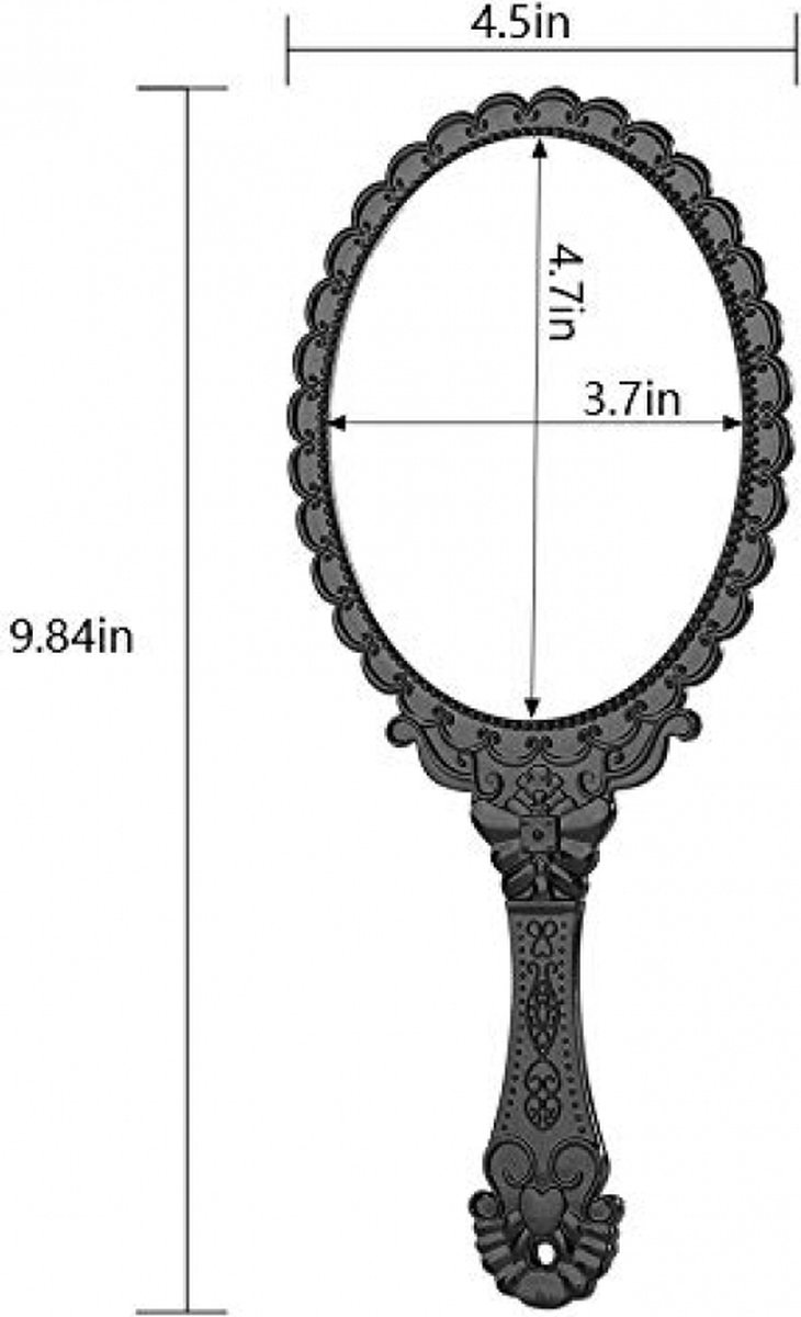 Hand Mirror with Handle - Make-up Mirror - Make-up Mirror - Oval Mirror - Travel Mirror - 12 x 10 cm Mirror Surface - Shaving Mirror - Hairdressing Mirror - Black - Plastic Handle - Image 1