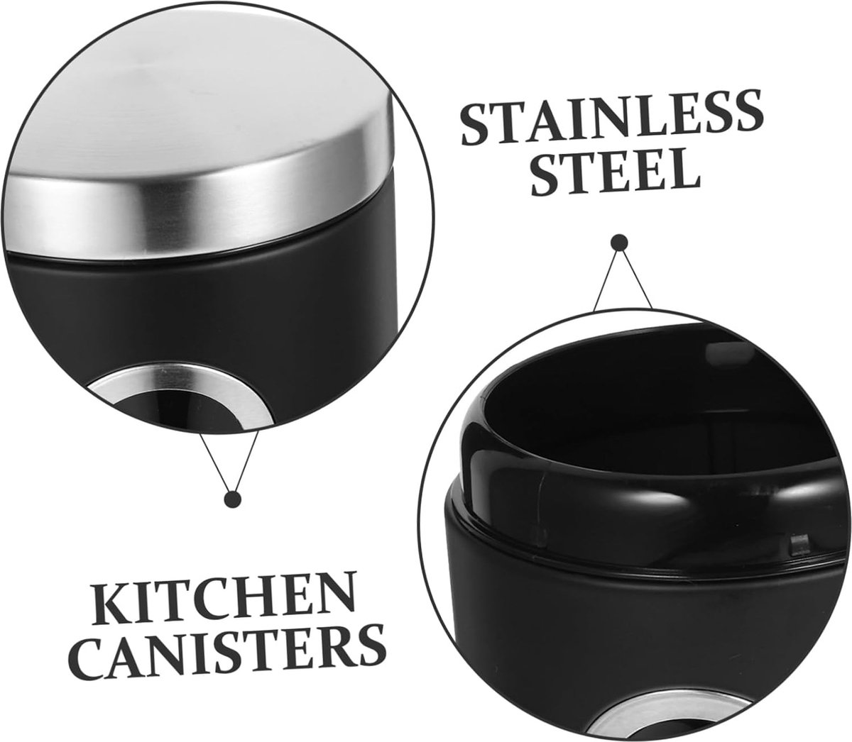 pieces - Coffee Storage Can - Coffee Tin - Coffee Cans - Storage Jar - Storage Jar - Airtight - Stainless Steel - 11*17.5cm - Black - With Viewing Window - Storage Tin for Coffee, Coffee Beans, Tea, Sugar, etc. - Image 3