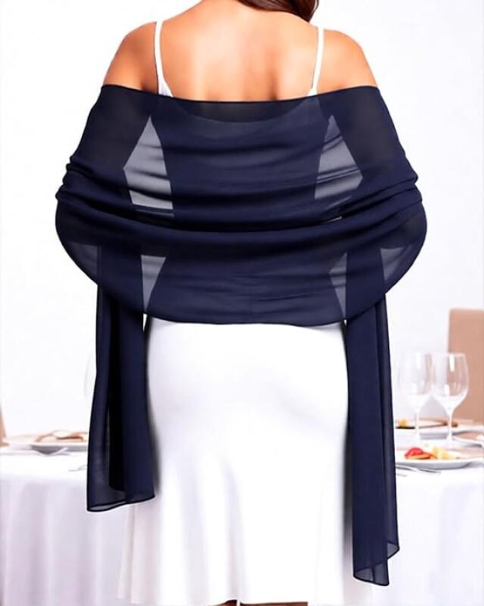 Women's Scarf - Shawl - Polyester - Soft - Thin Wrap Shawl - Wedding Wrap - Evening Party Stole - Fashion Scarf - Scarf For Women - Women's Scarf - Stole - Neck Scarf - Elegant - Suitable for Evening Dresses - 175*70cm - Blue - Image 1