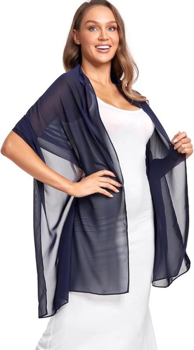 Women's Scarf - Shawl - Polyester - Soft - Thin Wrap Shawl - Wedding Wrap - Evening Party Stole - Fashion Scarf - Scarf For Women - Women's Scarf - Stole - Neck Scarf - Elegant - Suitable for Evening Dresses - 175*70cm - Blue - Image 2