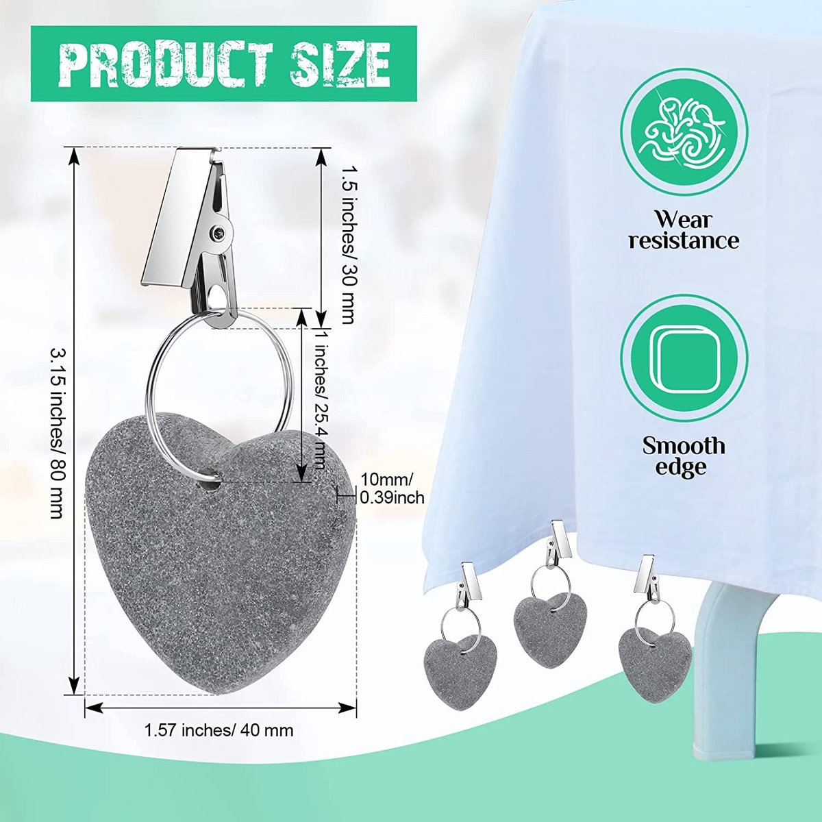 Table Weights - 6 pieces - Heavy Tablecloth Weights - Marble - Tablecloth Weights - Gray - Image 5