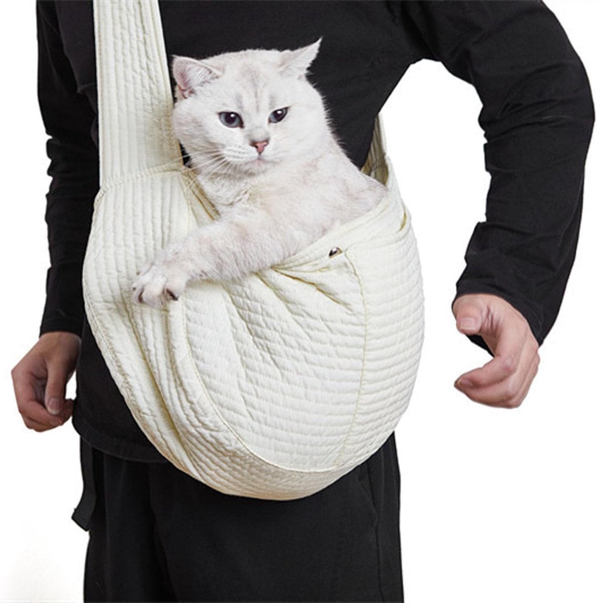 Pet Backpack - Backpack for Cat and Dogs - 40*11*26 cm - Shoulder Carrying Bag - Cat Carrier - Adjustable - For Small Dogs and Cats - For Pets from 5.5-6.5 kg - White - Canvas - Image 3