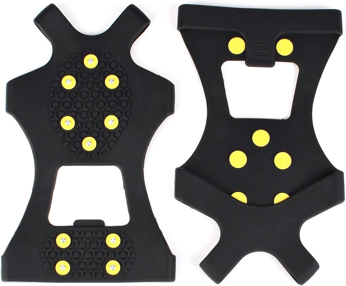 Snow grips over shoes/boots 10 studs Ice Traction Universal Slip on Stretch Fit Snow and Ice, Snow Cleats Crampons Ice Spikes Snow Grips for Winter - M (36-40) - Image 4