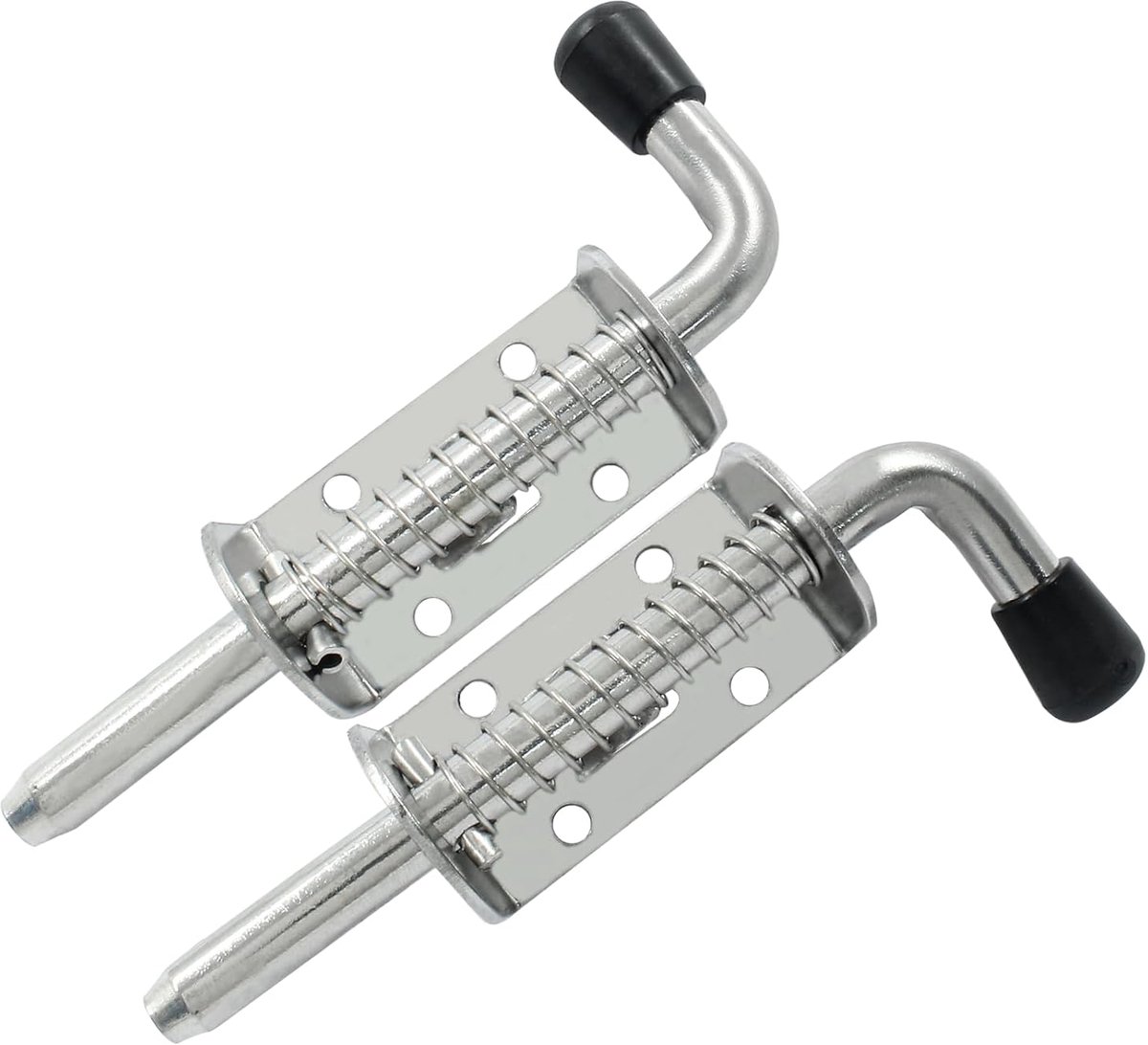 Sliding lock - 2 pieces - Sliding bolt - Gate bolt - Door lock - Bolt - Door bolt - Door lock - Plate bolt - 12.8 cm - No screws - Stainless steel - Silver - For shed gate, garden house door, cupboard - Image 3