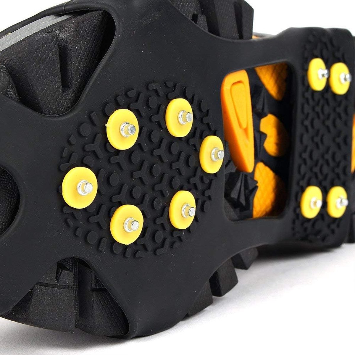 Snow grips over shoes/boots 10 studs Ice Traction Universal Slip on Stretch Fit Snow and Ice, Snow Cleats Crampons Ice Spikes Snow Grips for Winter - L (40-43) - Image 6