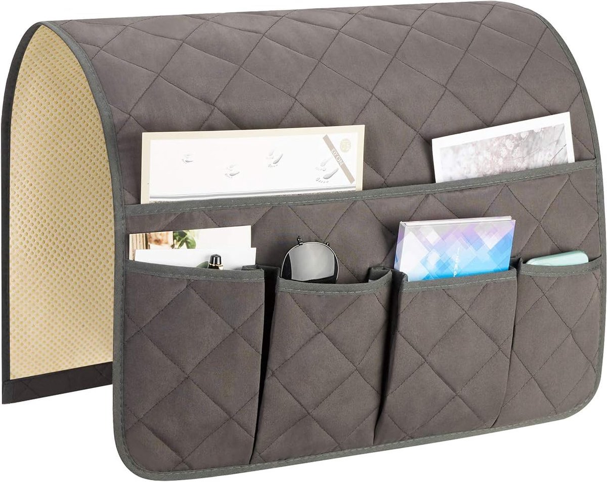 Bed and sofa organizer - Storage - Storage bag - Bed storage - Sofa storage - Bed storage bag - Bedside pocket storage bag gray - Magazine holder - Sofa chair couch - Armrest organizer - 50*90cm - Image 1