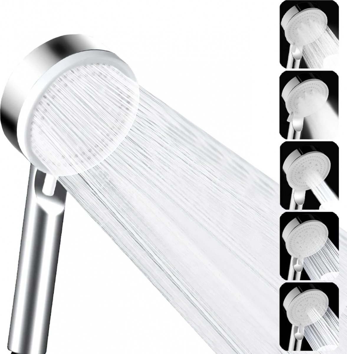 Shower head - 5 jet types - Wellness - 5 spray modes - silver - Better skin - Hand shower - Antibacterial - Anti-limescale protection - Anti-rust - Image 3