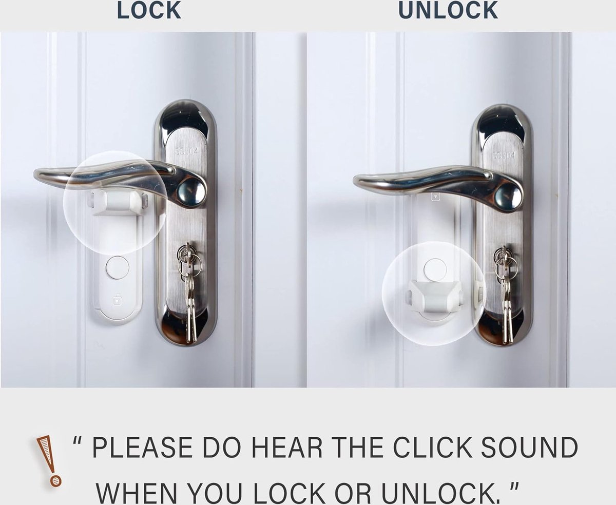 2 Pieces - Door lock - Door handle locks for childproof & pet-proof - Door handle locks for toddlers - Baby safety locks for toddlers - Image 4