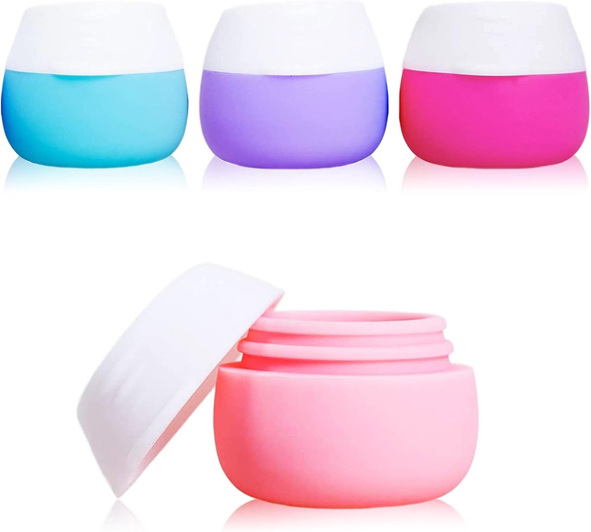 Travel Cosmetic Jars with Lids - Travel Cosmetic Containers - Pack of 4 - 20ml - Leakproof - Empty Makeup - with Sealed Lids - for Travel, Home & Outdoor - Silicone - Image 1