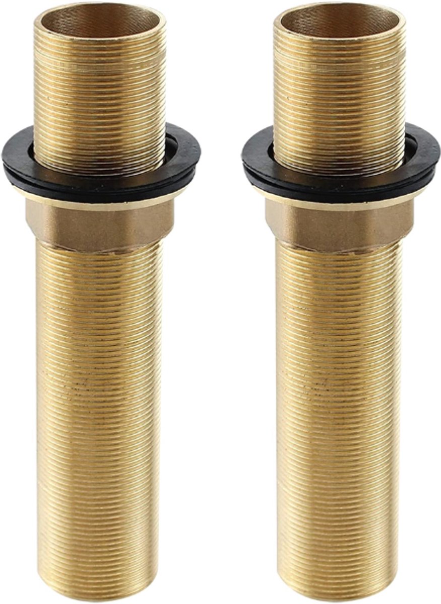 Extension Threaded Pipe - 2 Pieces - M32 x 150mm - Threaded Fasteners - Threaded Connecting Rod - Gold - Copper - For tap installation accessories - Image 1