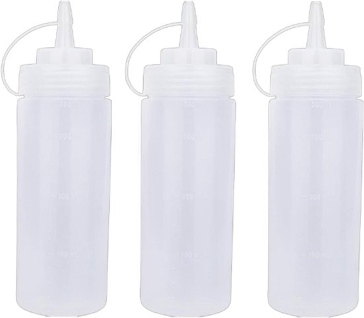 3 pieces - 360 ml - Squeeze bottle - dosing bottle - sauce bottles - Squeeze bottle for garnish, sauce or batter - sauce bottle - Garnish bottle - plastic - white - with spout cap - 6*6*20cm - Image 8