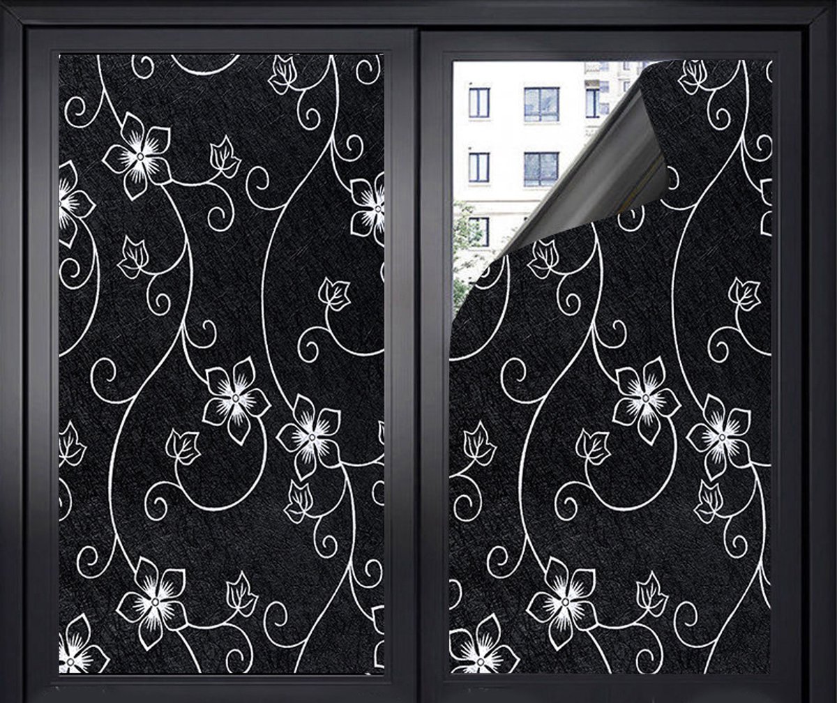 Window Film - Blackout Window Film - Blackout Window Film - Sun Protection - Anti-glare - Adhesive Window Film - Blackout Cloth - Black - Including scraper - Easy installation - Window sticker - 45x100cm - Supplied with self-adhesive backing - C - Image 1