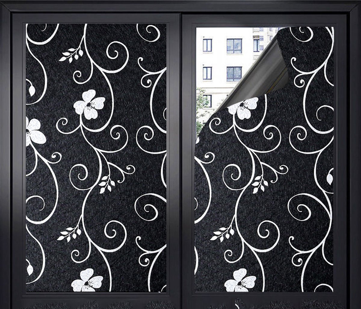 Window film - Blackout window film - Blackout window film - Sun protection - Anti-glare - Adhesive window film - Blackout cloth - Black - Including scraper - Easy installation - Window sticker - 45x100cm - Supplied with self-adhesive backing - B - Image 1