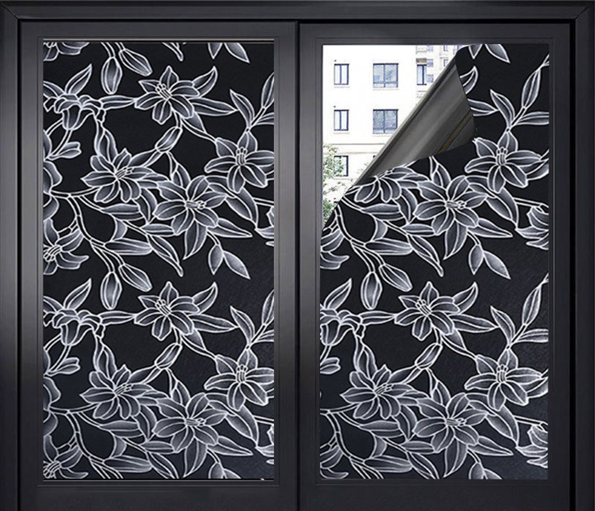 Window Film - Blackout Window Film - Blackout Window Film - Sun Protection - Anti-glare - Adhesive Window Film - Blackout Cloth - Black - Including scraper - Easy installation - Window sticker - 45x100cm - Supplied with self-adhesive backing - D - Image 1