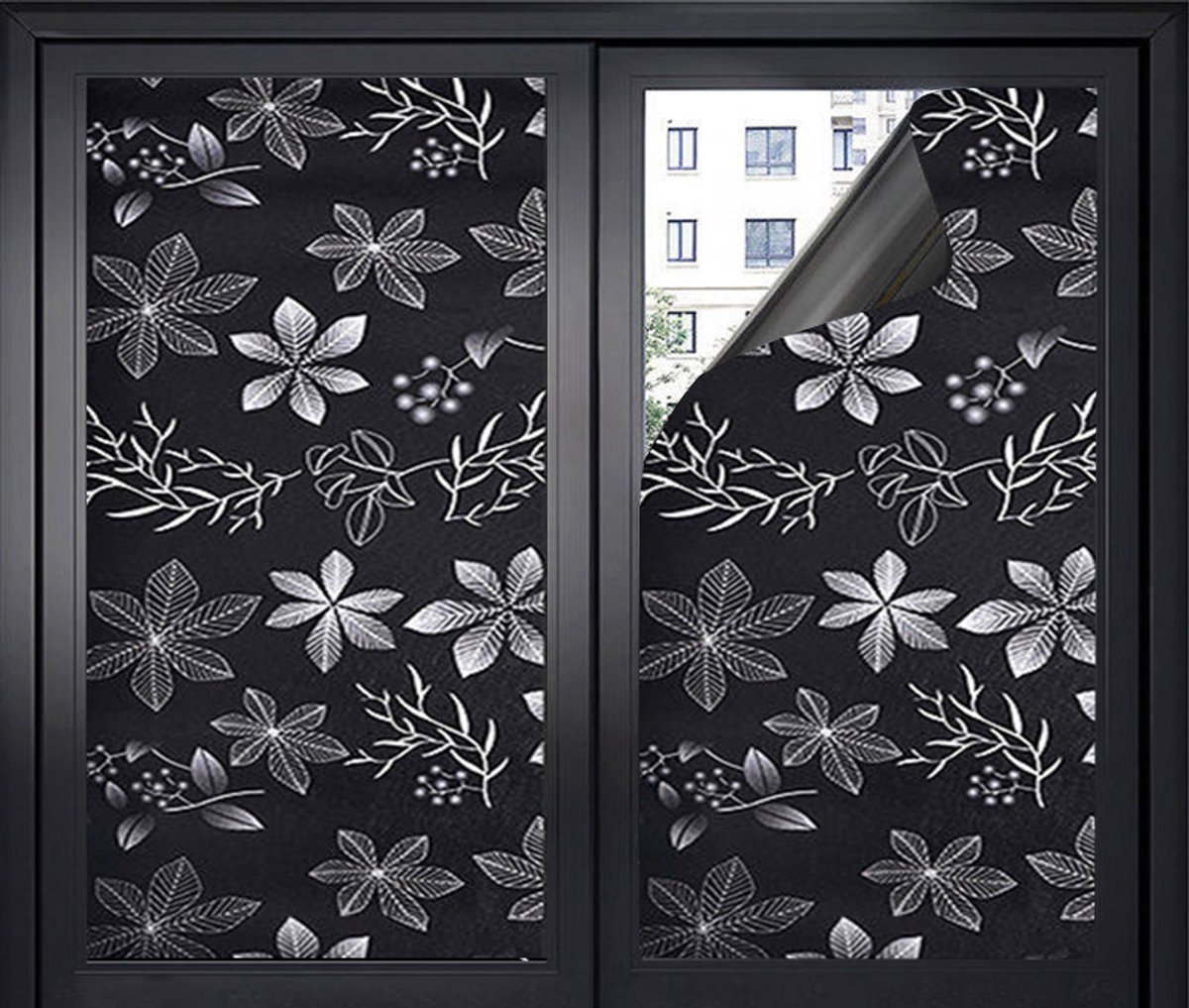 Window Film - Blackout Window Film - Blackout Window Film - Sun Protection - Anti-glare - Adhesive Window Film - Blackout Cloth - Black - Including scraper - Easy installation - Window sticker - 45x100cm - Supplied with self-adhesive backing - E - Image 1