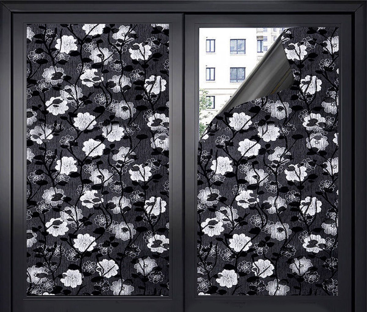 Window Film - Blackout Window Film - Blackout Window Film - Sun Protection - Anti-glare - Adhesive Window Film - Blackout Cloth - Black - Including scraper - Easy installation - Window sticker - 45x100cm - Supplied with self-adhesive backing - F - Image 1