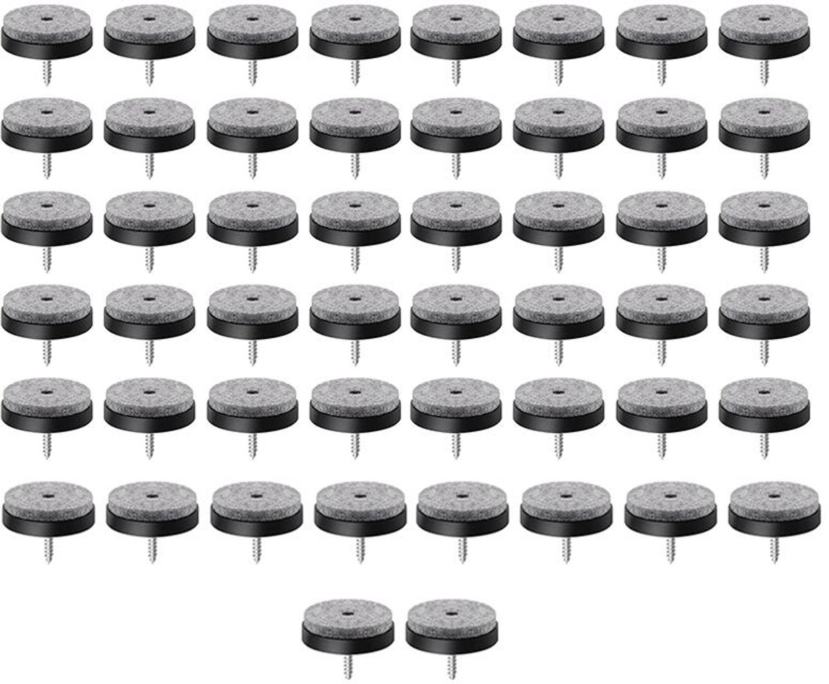Felt Pads with Screw - Pack of 50 - Floor Protectors - Felt - Furniture Protectors - Anti-Scratch Furniture Coasters - Protective Felt - Round - Against Floor Scratches - Furniture Protection - Chair Leg Protectors - Under Furniture - 20 mm - Black - Image 1
