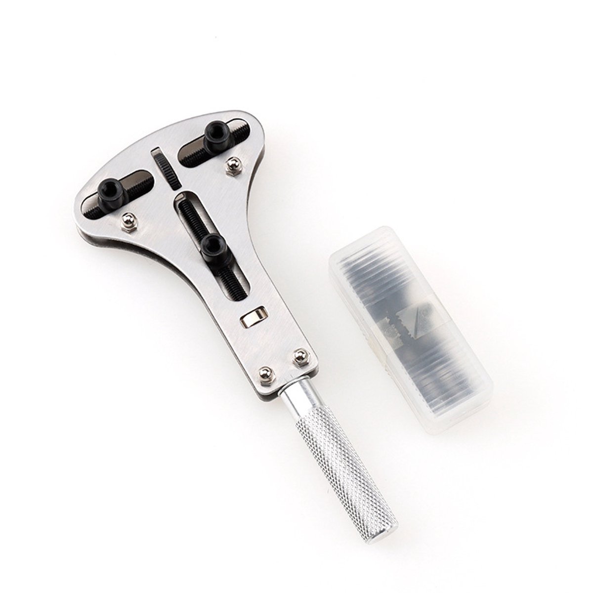 Watch Case Opener - Watch Opener - Metal - Watchmaker Tools - Watch Tools - Watch Repair - Watch Back Opener Key - With Opening Screws - For Diameters Smaller Than 55mm - 16*7cm - Silver - Image 1