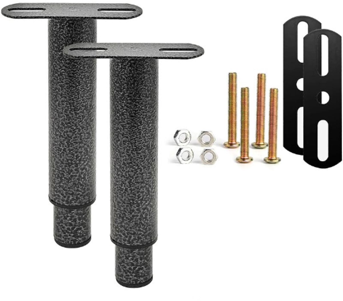 Bed frame support leg - bed legs - box spring legs - 2 pieces - 18 to 33 cm - iron - gray - adjustable furniture leg - retractable - for slatted bases, metal bed base, wardrobe, sofa - Image 1