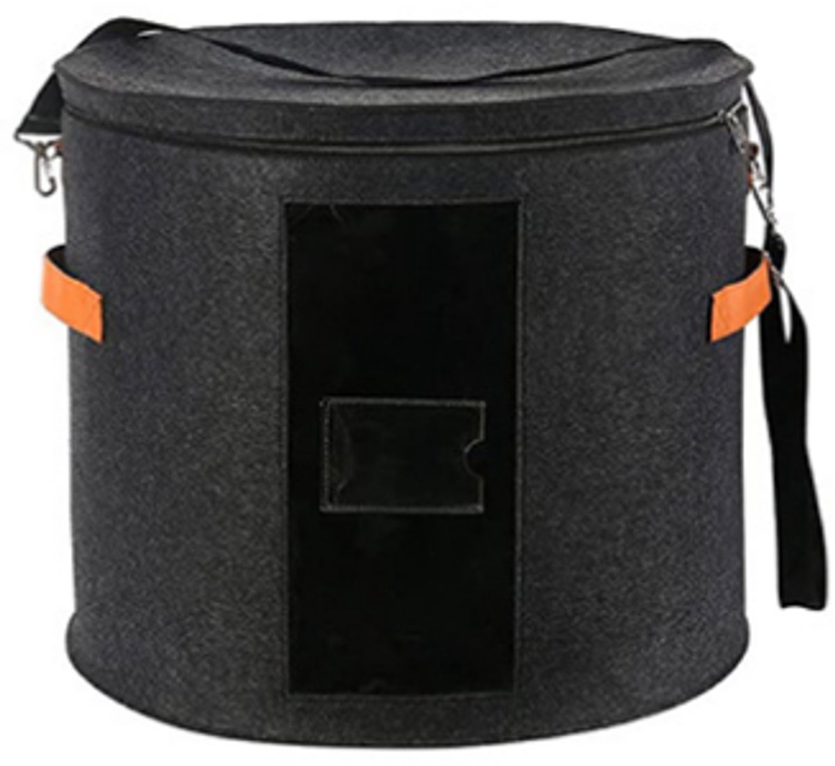 Hat box - storage boxes - Hat storage box - round - dark gray - 50 x 43 cm - felt - foldable - with lid and carrying handle and zipper - transparent window - Image 6